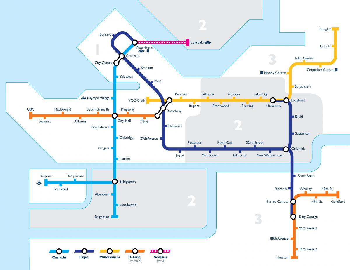 Mappa dei trasporti di Vancouver